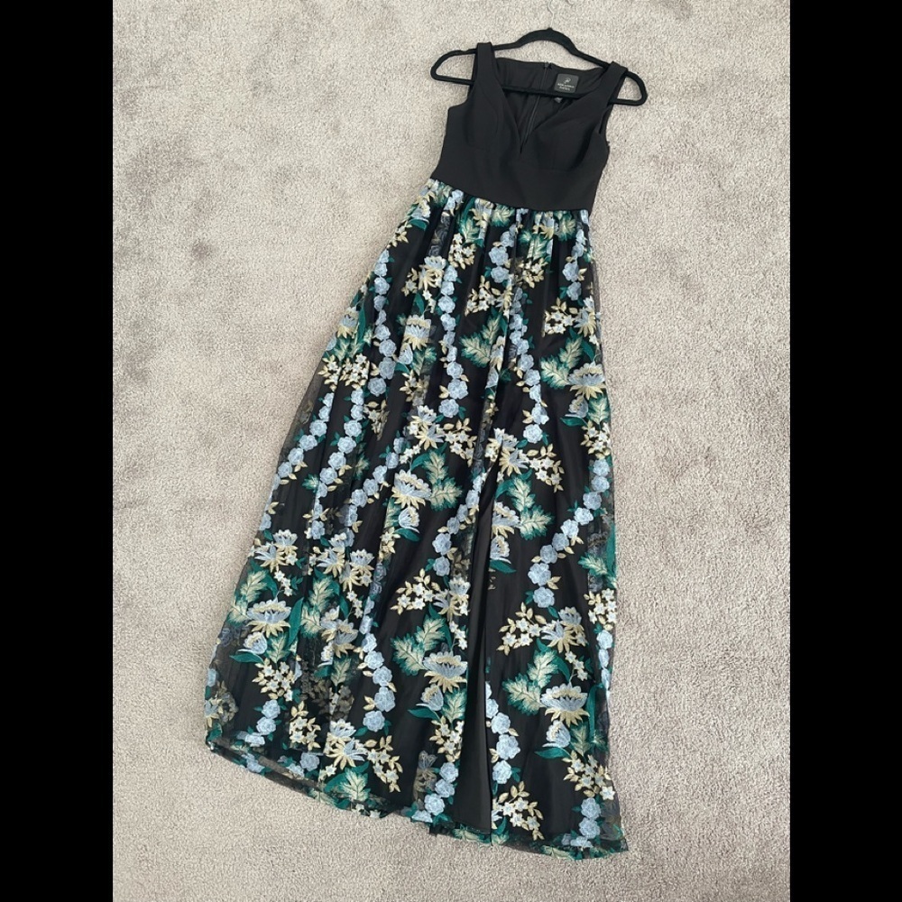 Adrianna Papell Embroidered Tulle Maxi Dress - Picture 2 of 9